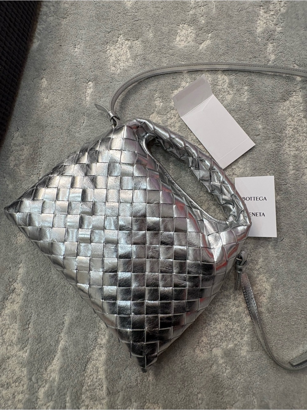 the Bottega Veneta Mini Hop Mirror Intrecciato Leather Hobo Bag